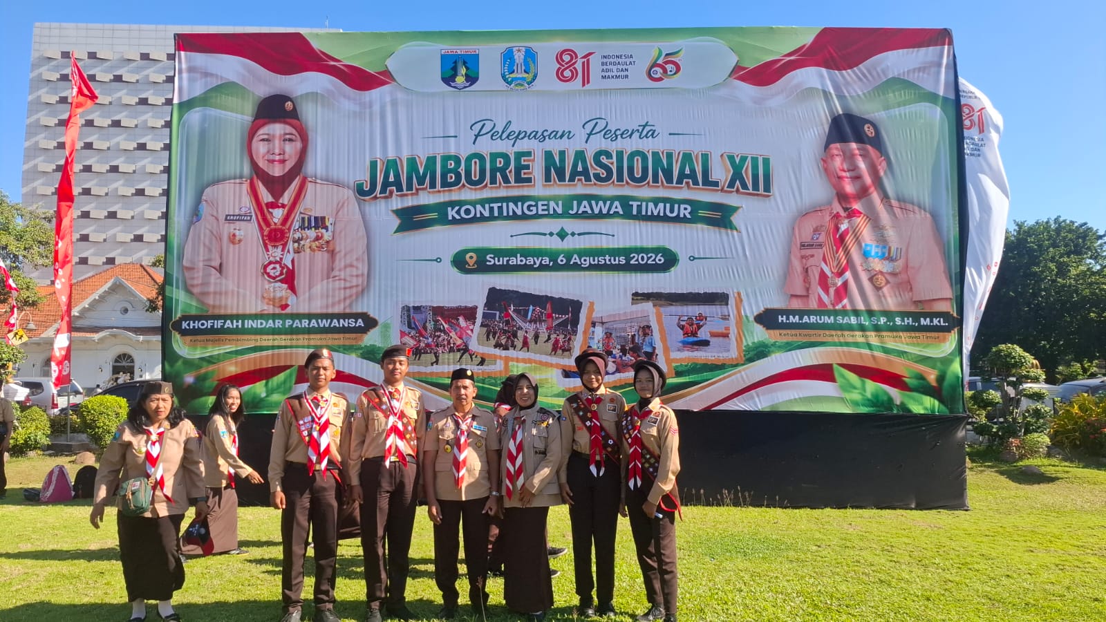 Kontingen Kwarcab Mojokerto Berangkat Menuju Jambore Nasional XII, Ikuti Pelepasan Kontingen Jawa Timur Di Surabaya